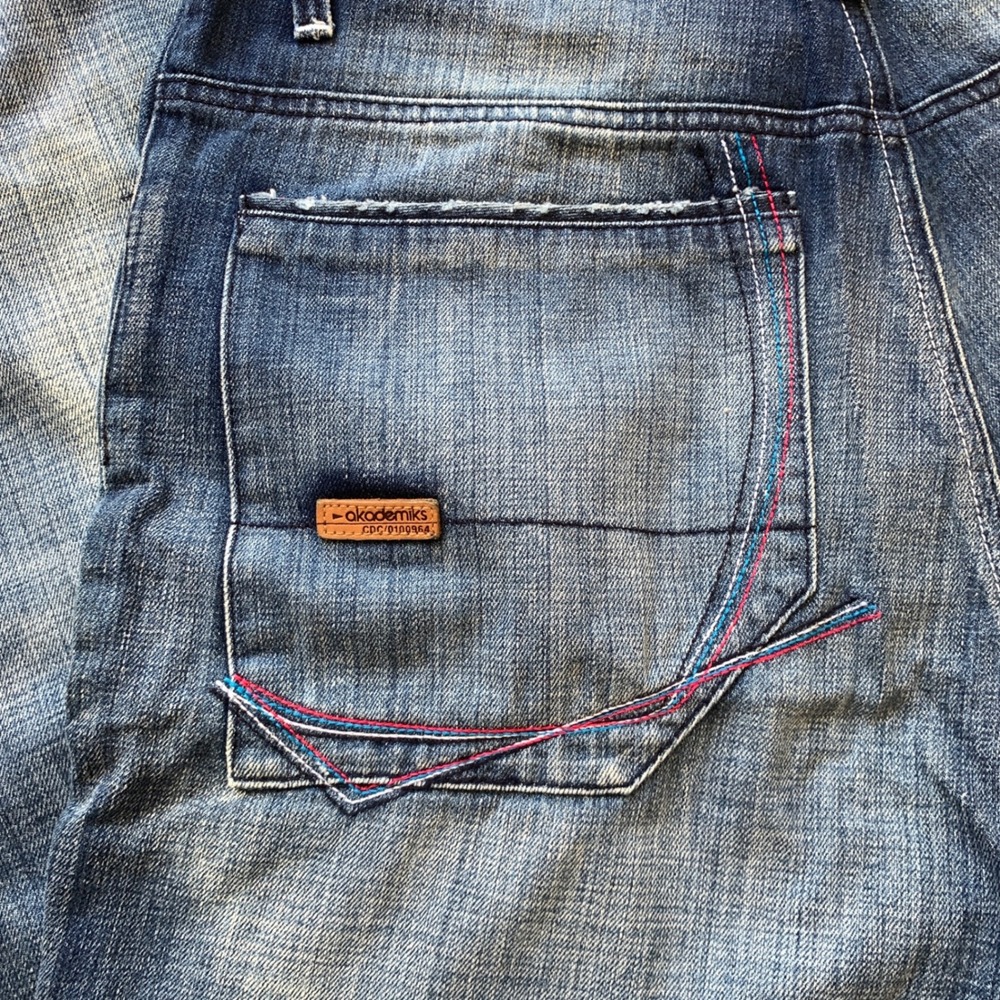 VTG Akademiks Mens 34 Baggy Distressed Y2K Hip Hop Denim Jeans Streetwear - Picture 15 of 15